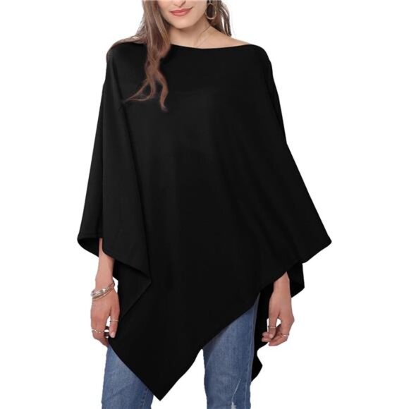 Versatile Women's Poncho Shawl Wrap Soft Lightweight Knitted Cape Scarf - Picture 1 of 7